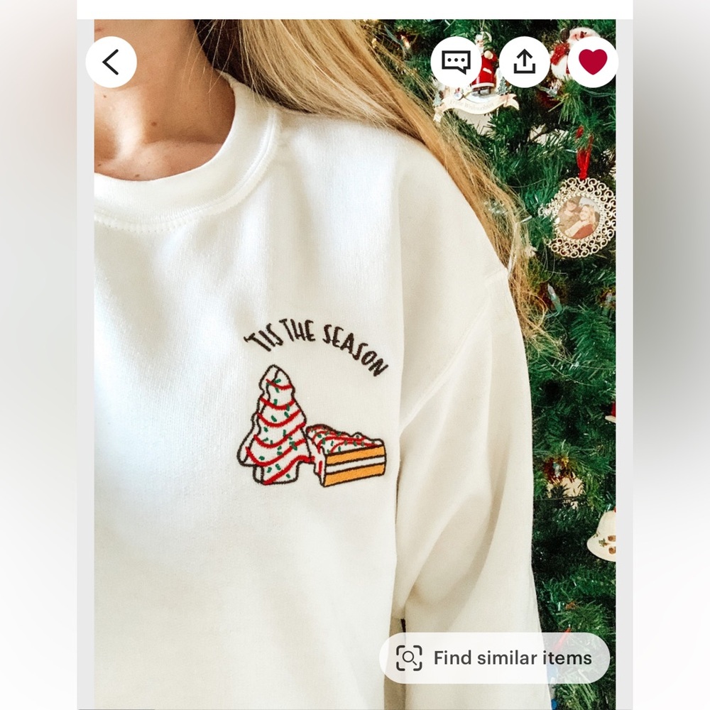 Embroidered Christmas Tree Snack Cake Sweatshirt